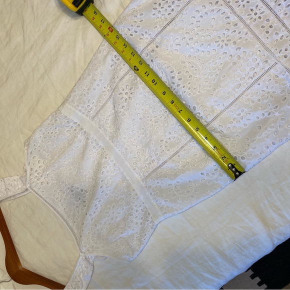 Banana Republic Eyelet Pinafore Dress Midi White Lace Ruffle Square Neck Size 2 - Picture 10 of 11